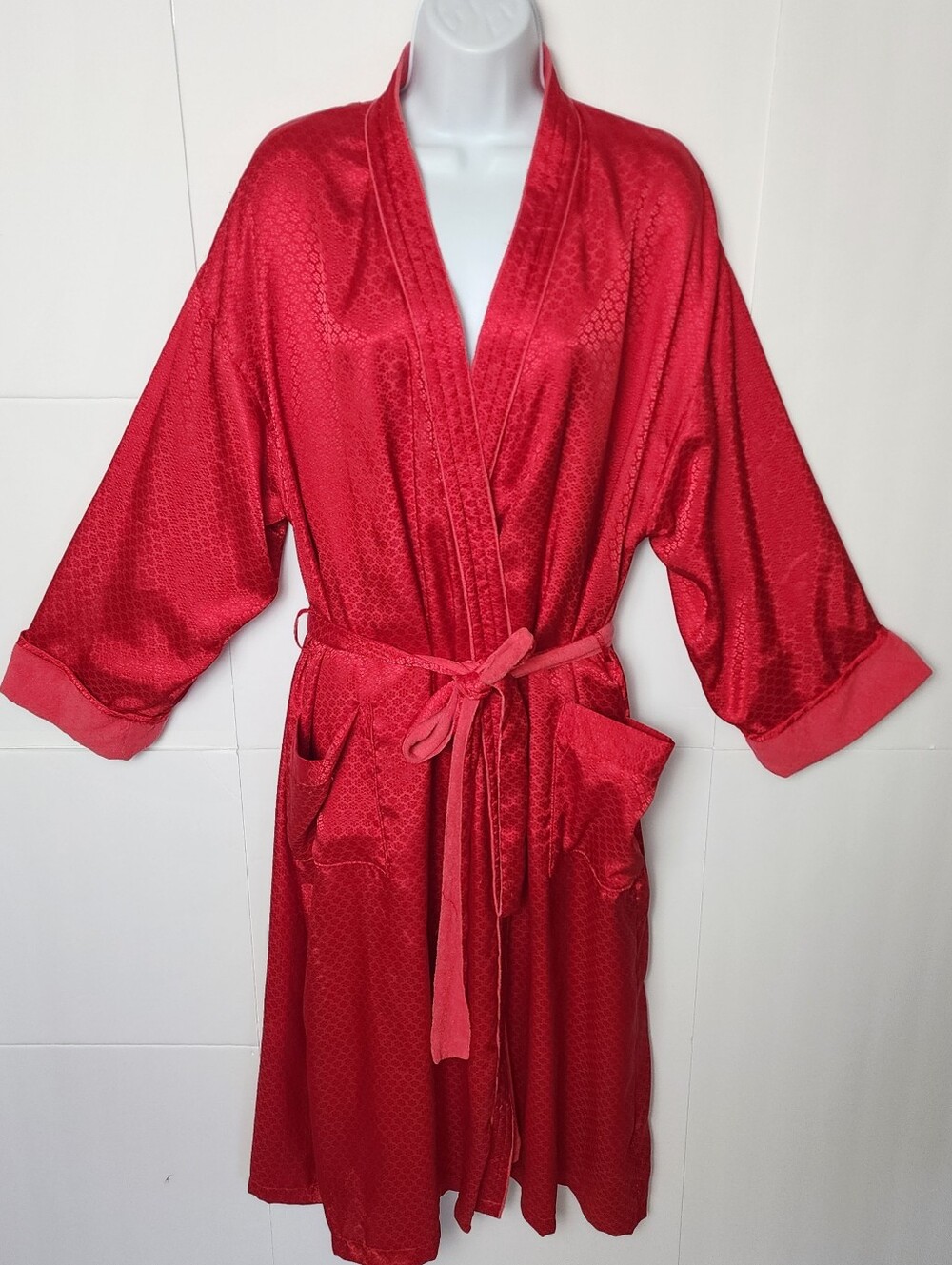 Victorias Secret Robe Gold Label Terry Lined Satin Long Bathrobe M / L Vintage
